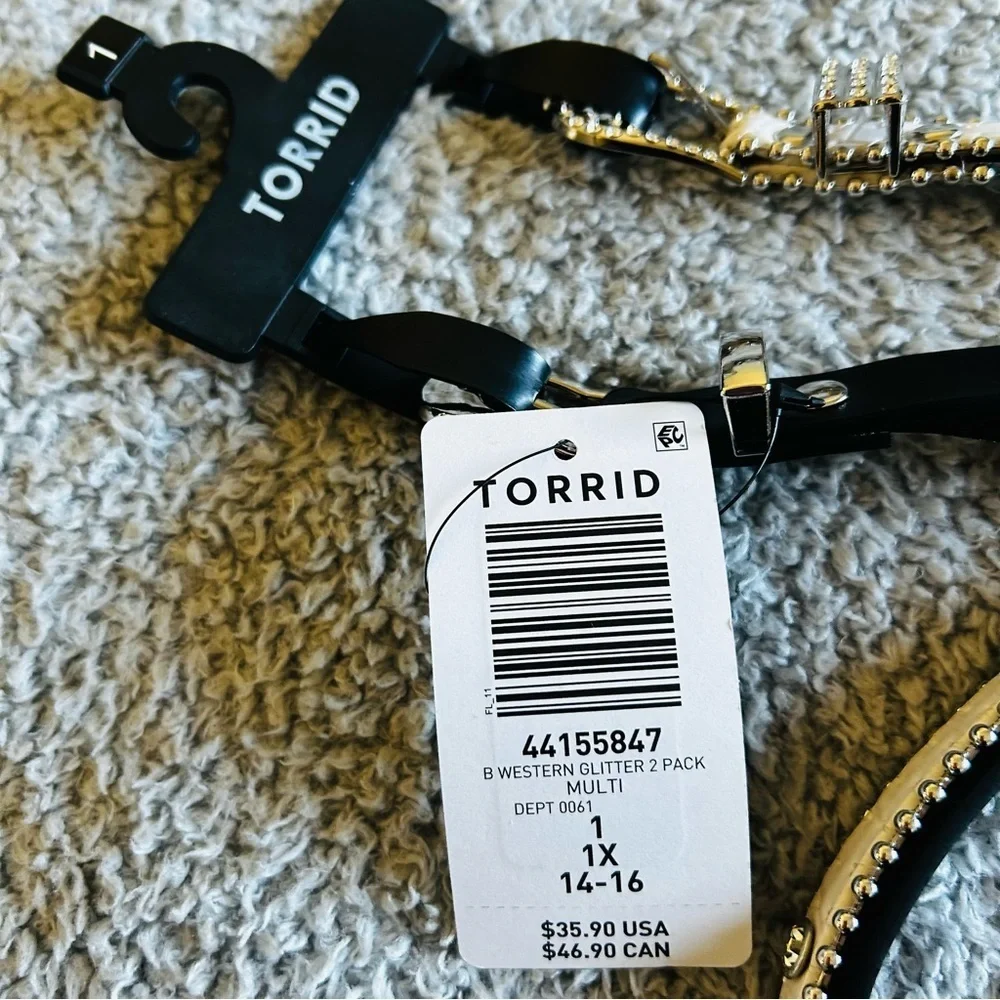 Torrid Black and Silver Glitter  Belt Duo